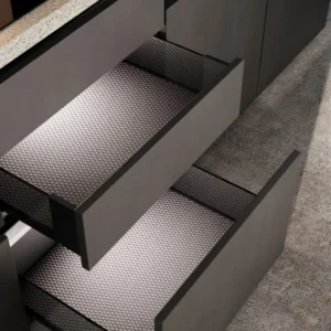 GTV AXIS PRO soft close drawer systems with glass sides