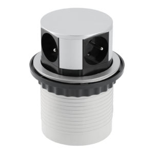 RECESSED desktop extension cable COMFORT 100mm, 4x socket with grounding, alu, cable 1,5m