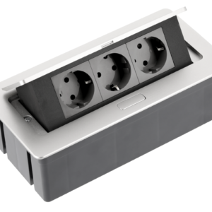 Furniture socket SOFT, 3xSHUKO, cable 1.5 m, aluminum