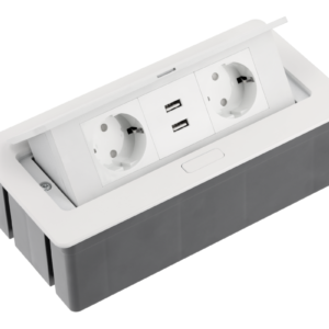 Furniture socket SOFT, 2xSHUKO, 2xUSB-A 2.1A, cable 1.5 m, white