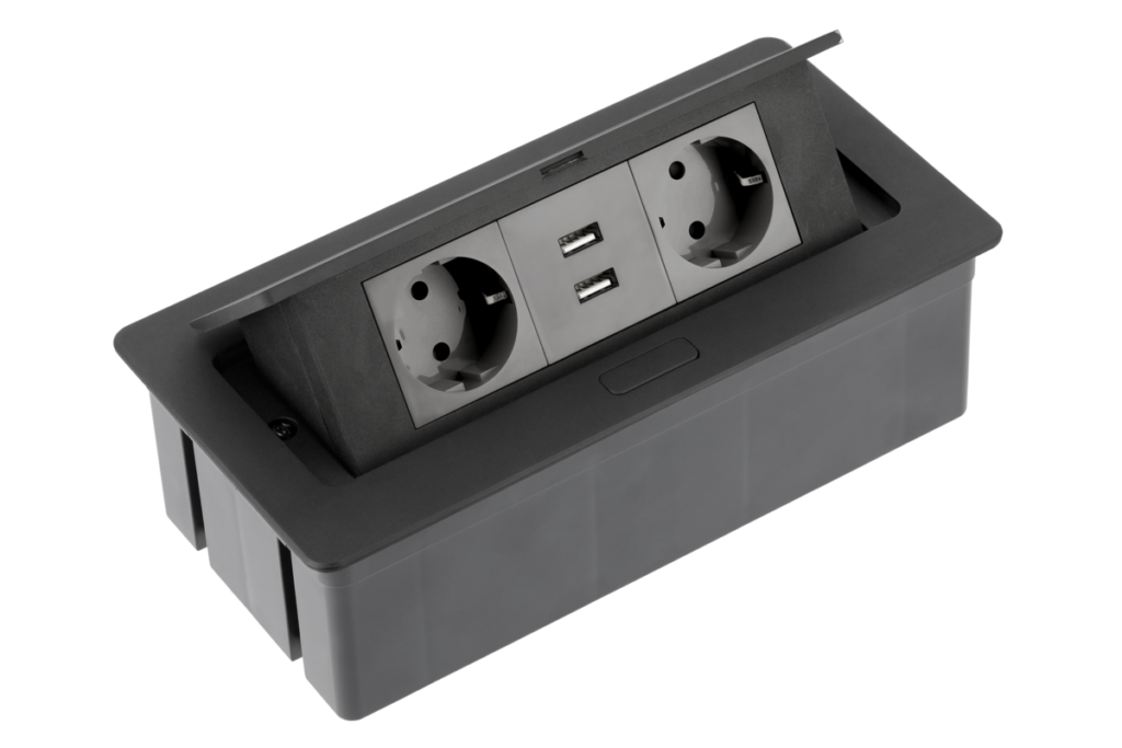 SOFT pull-out power socket with USB and power cable 1,5m