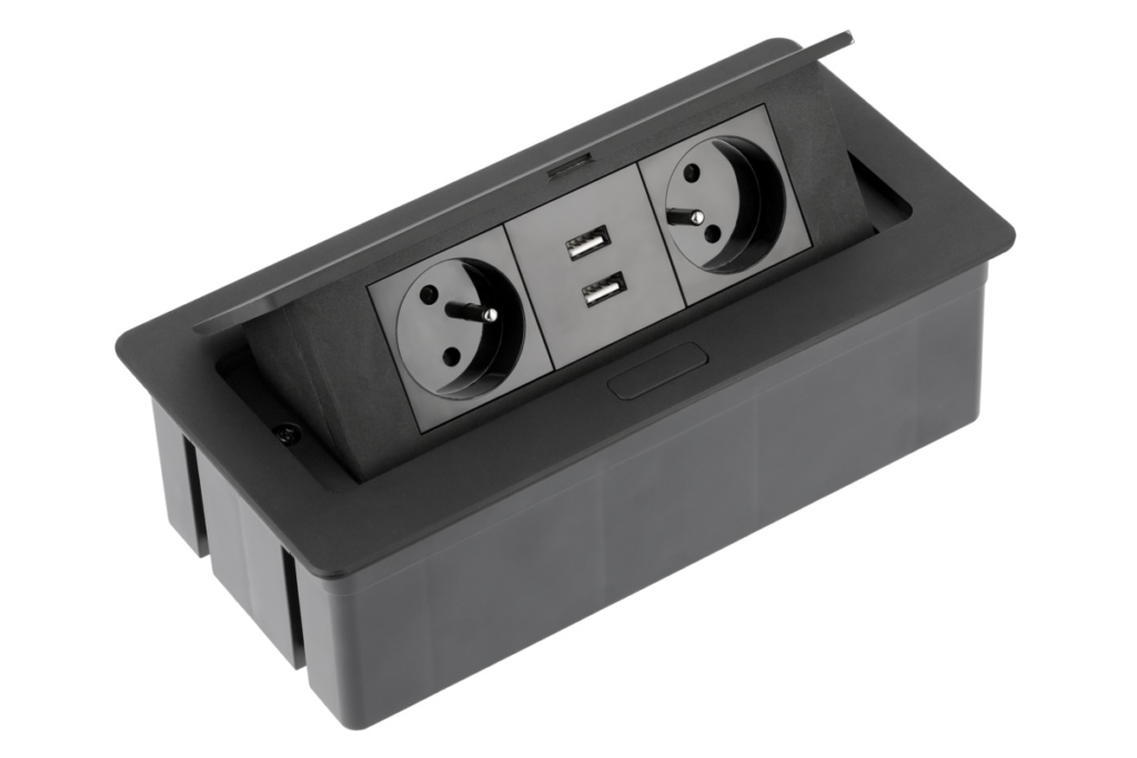 SOFT pull-out power socket with USB and power cable 1,5m
