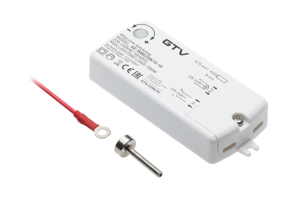 Screw touch switch, max. 500 W, AC220-240V, IP20, 2 m