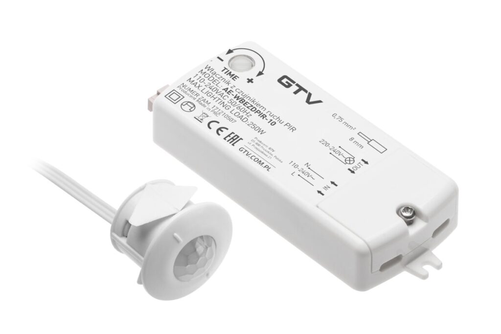 IR motion sensor switch, max. 250 W, AC220-240V, IP20, 2 m