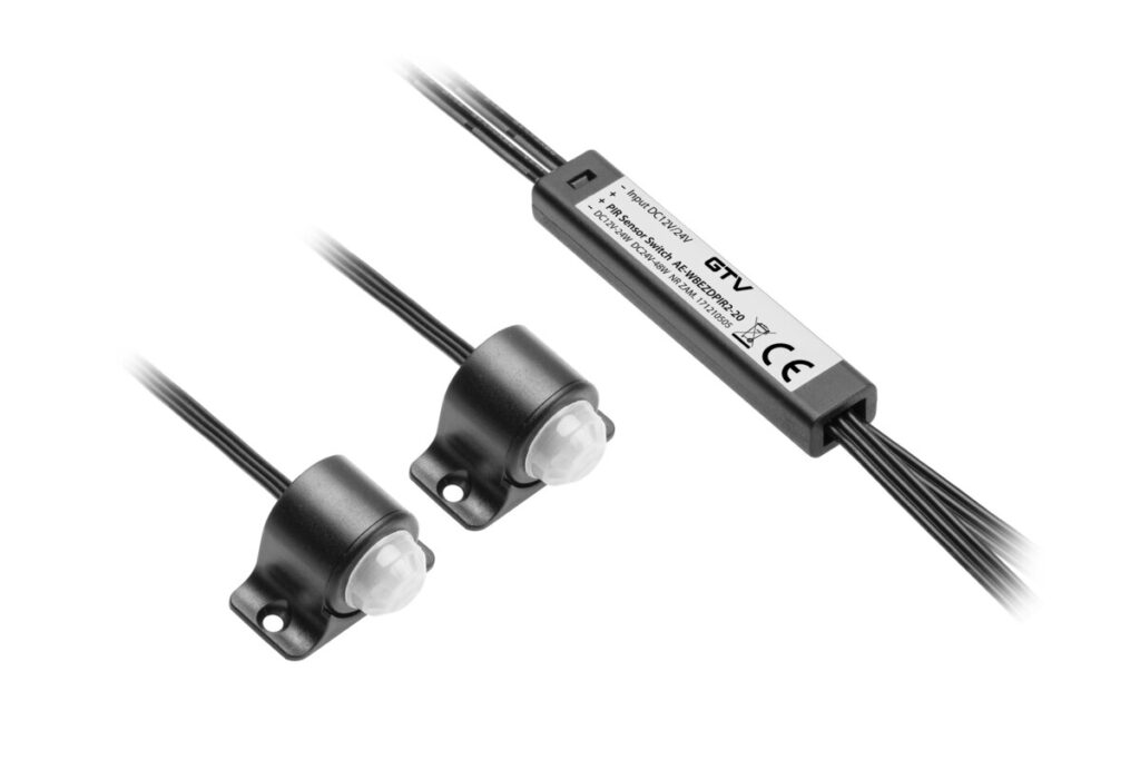Non-contact switch, 1-mode, max.12V/24V,36W/72W, 2 sensors, cable 2 m, black