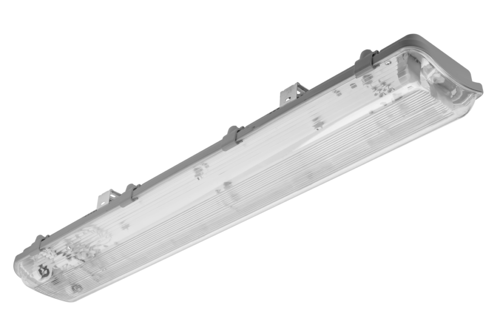 G-TECH Hermetic luminaire 218, 2×60 T8 LED (single-sided connection), G13, IP65, ABS/PS, gray