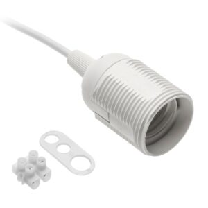 Socket E27 with cable and terminal block, white