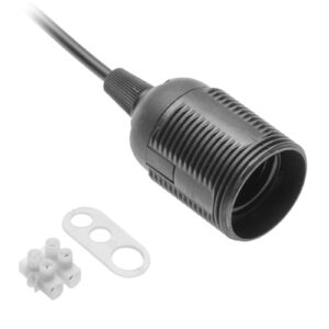 Socket E27 with cable and terminal block, black