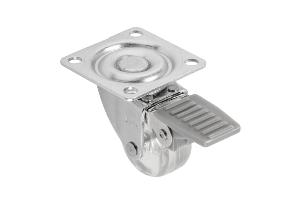 Transparent caster with brake