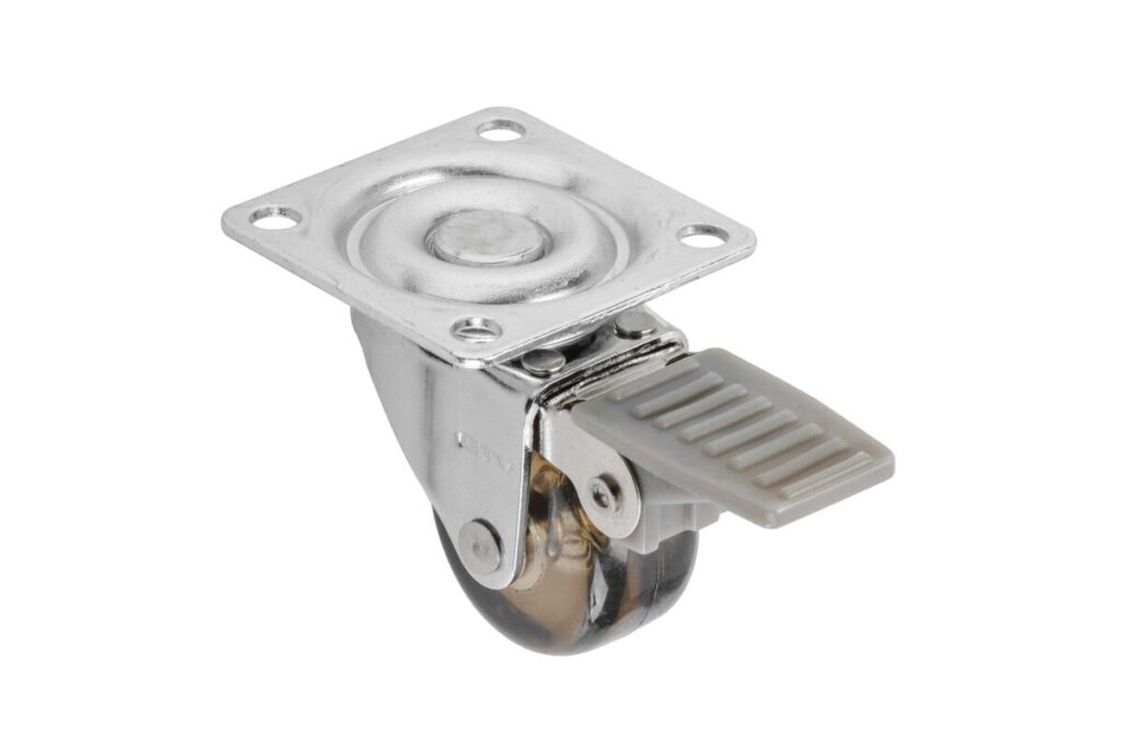 Transparent caster brown with brake