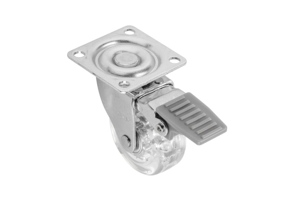 Transparent caster with brake