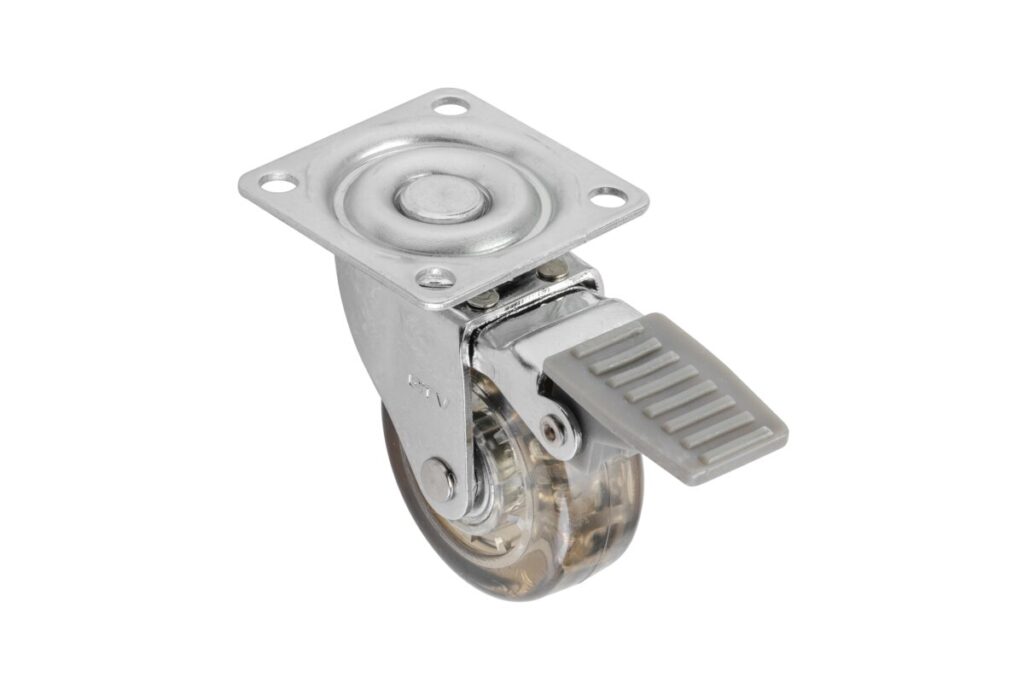 Transparent caster brown with brake