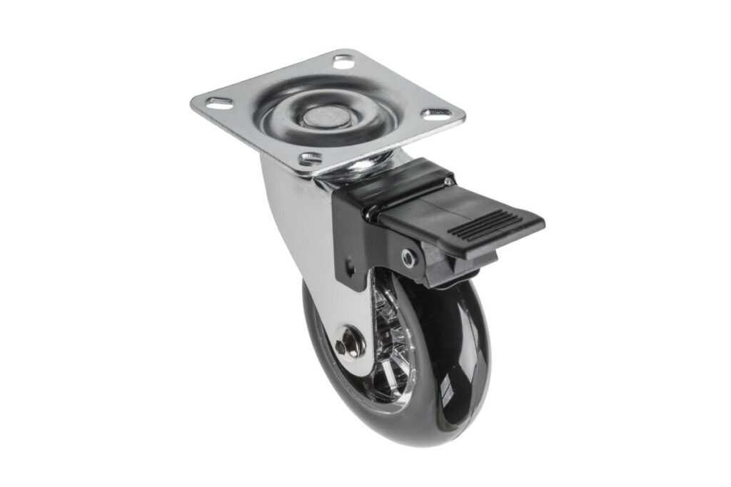 Furniture wheel, Brazylia, black, 75mm (with brake)