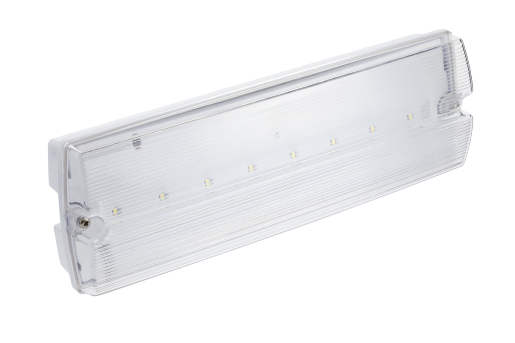 Emergency LED luminaire TERNO, 3 W, 250 lm, 6400K, AC220-240V, IP65, 1 hour, dual-mode, TEST button