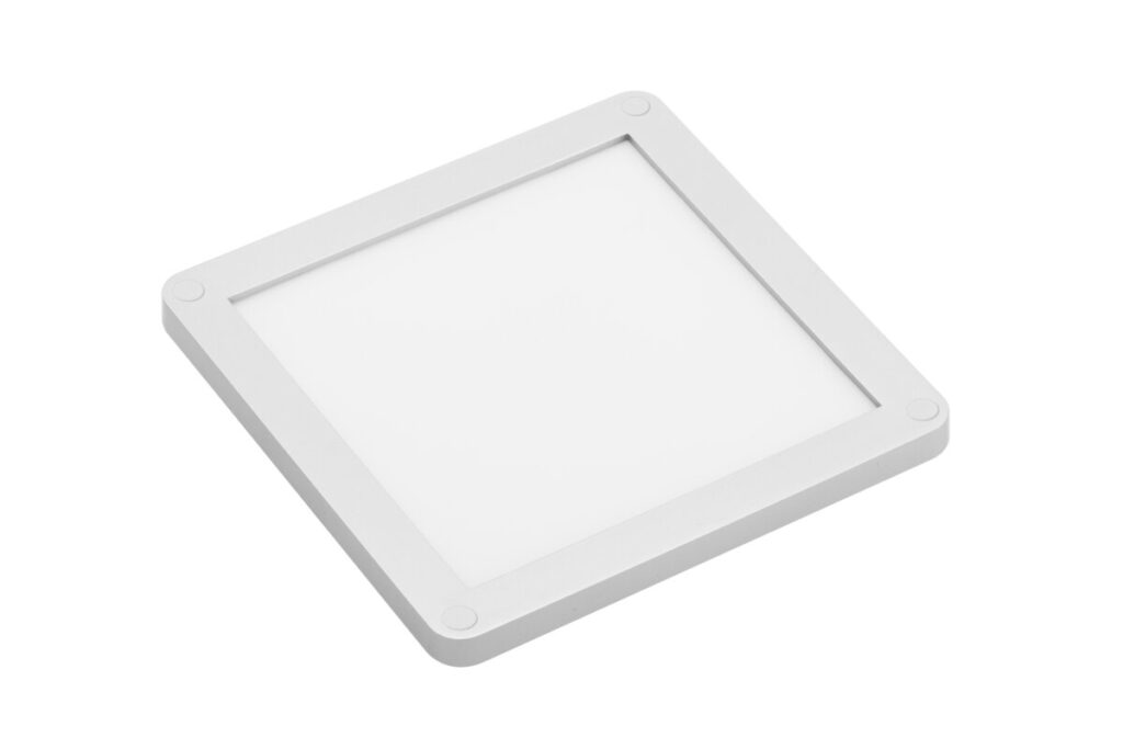 LED luminaire panel VEGAS 3W 100×100, alu, warm white, cable mini amp 2m