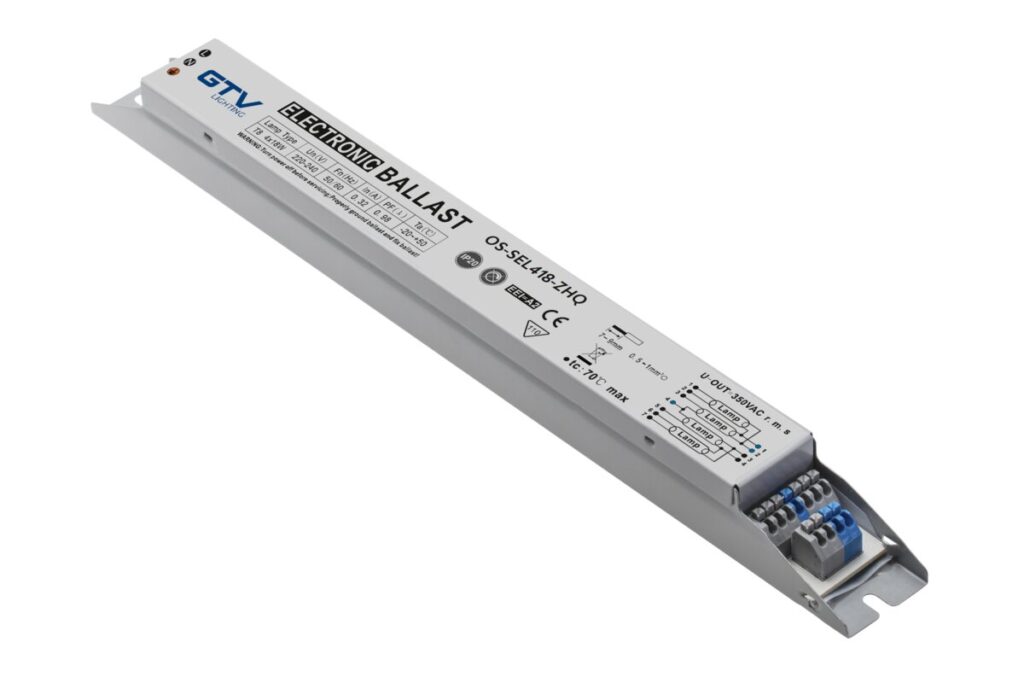 Electronic ballast for luminaires 4x18W, T8, EEI=A2, PF>0.98, AC220-240V, 50/60Hz