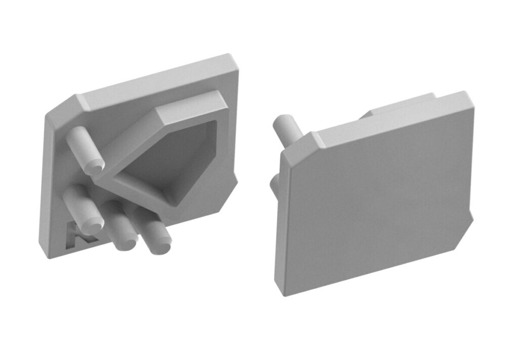 Plug for corner surface-mounted profile GLAX (with triangular diffuser) left 5pcs.+right, (set of 10 pcs.), gray
