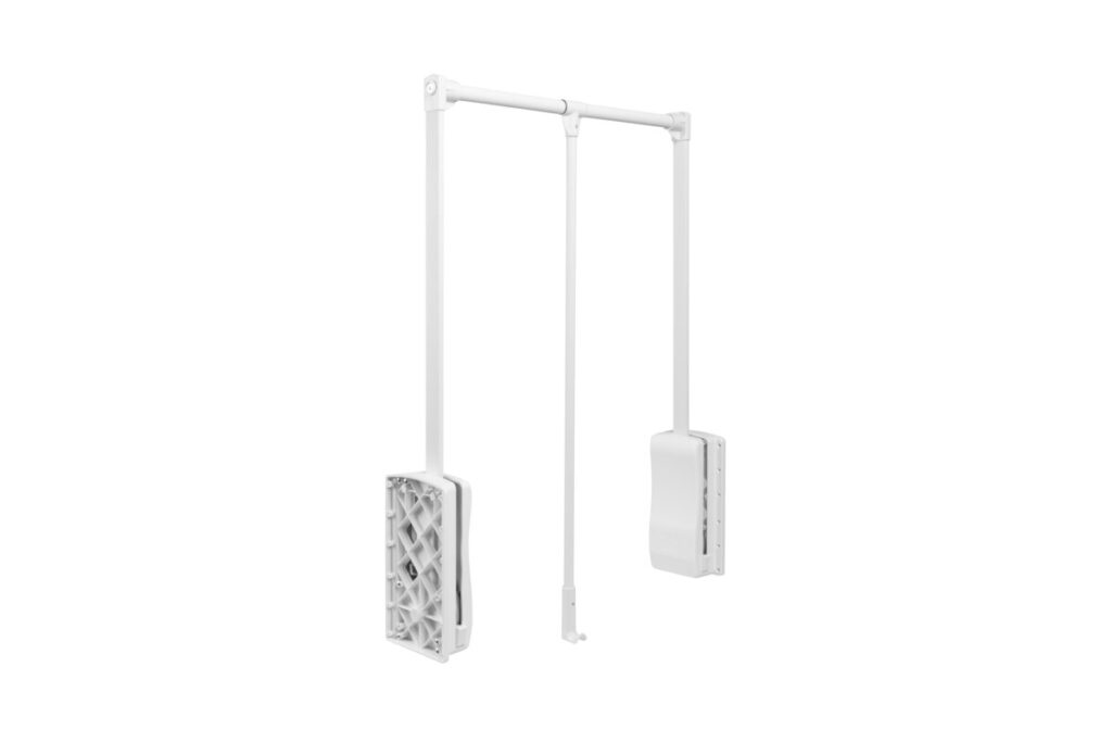 Pull-down wardrobe rail – oil 875mm – 1200mm (steel-100% white)