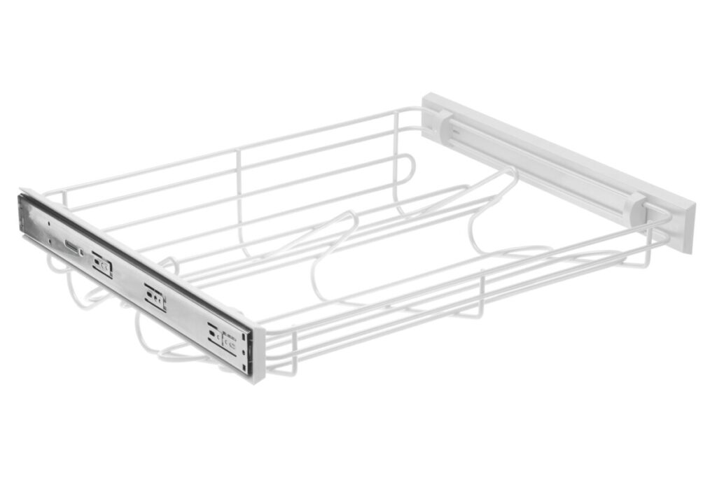 Pull out shoes rack SMART 700mm on ball bearing slide H45 with soft closing – white