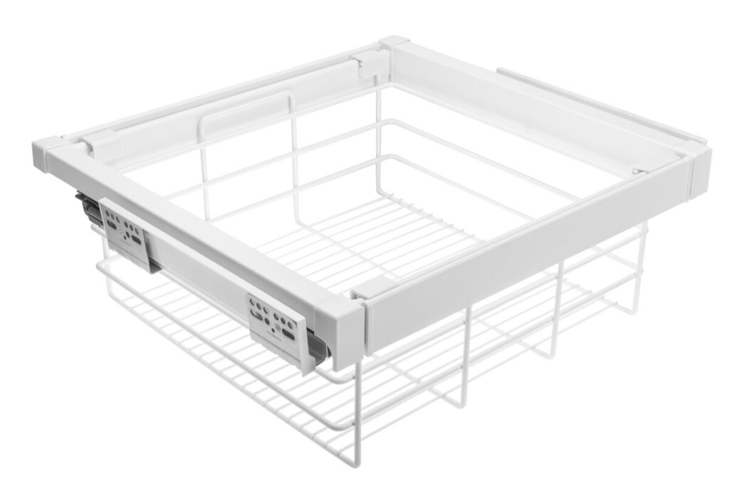 Drawer Elite with wire basket 600 mm with soft closing, white