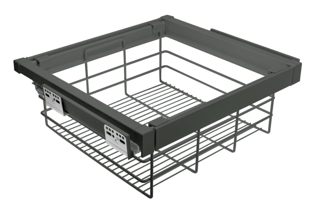 Drawer Elite with wire basket 600 mm with soft closing, gray anthracite