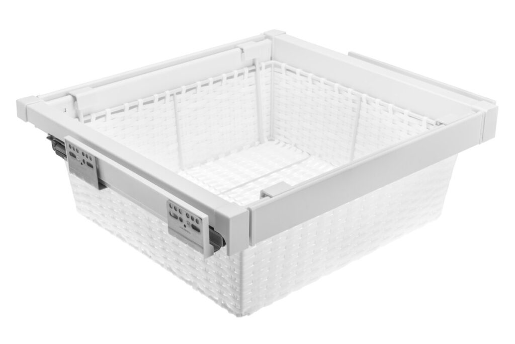 Drawer Elite with rattan basket 600 mm with soft closing, white