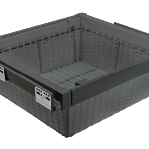 Drawer Elite with rattan basket 600 mm with soft closing, gray anthracite