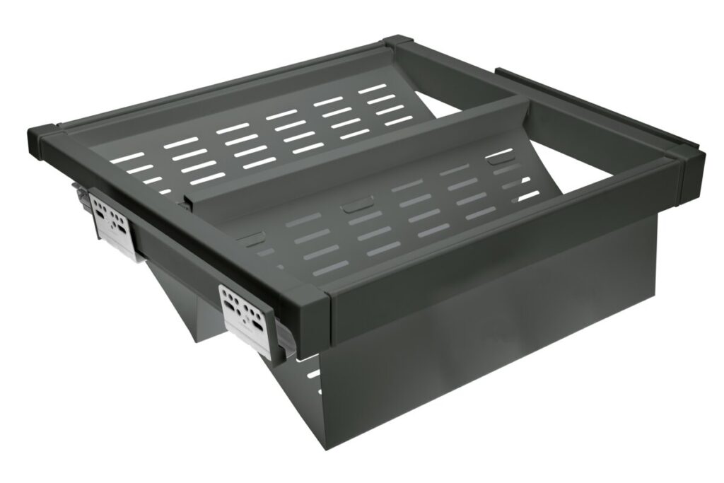 Metal drawer Elite for shoes 600 mm with soft closing, gray anthracite