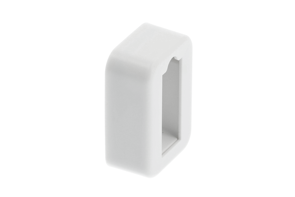 Rectangular socket with end cap,  white