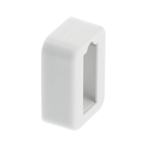 Rectangular socket with end cap,  white