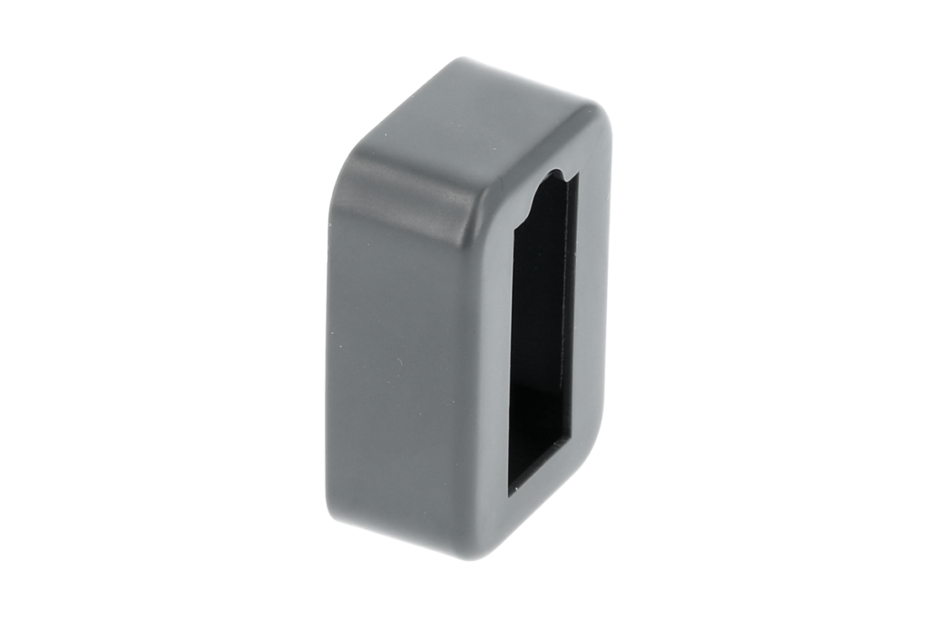 Rectangular socket with end cap,  gray anthracite