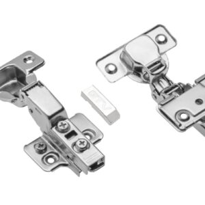 Hydraulic cup hinge semi concealed with eccentric adjustment of arm and roller, with short cylinder, without euro screws