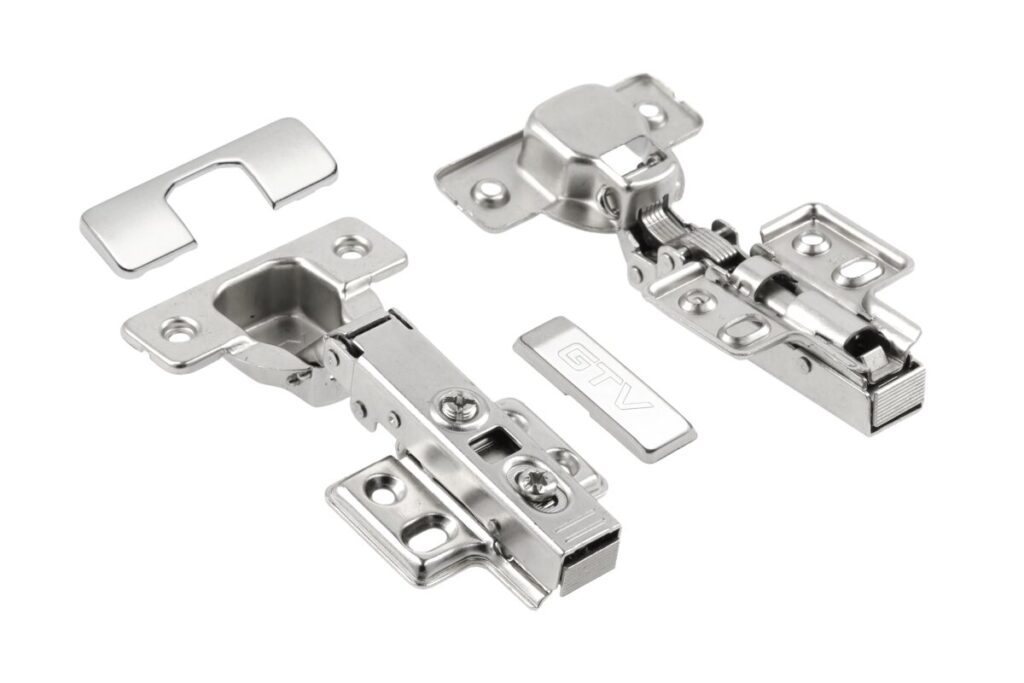 Hydraulic cup hinge INHC straight + roller H=0 with 4 holes without euro screws