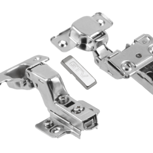 Concealed hinge  with eccentric adjustment of arm and roller, clip on, without euro screws