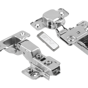 Twin hinge with eccentric adjustment of arm and roller, clip on, without euro screws