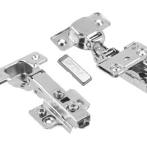 Straight hinge with eccentric adjustment of arm and roller, clip on, without euro screws