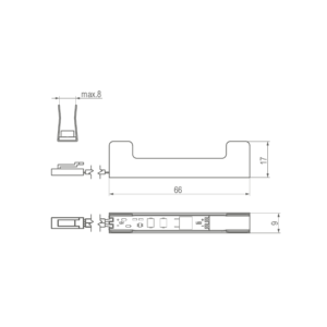 Clip metal zimny White for shelves szklanej 8 mm