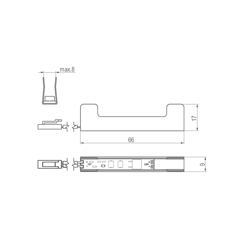 Clip metal zimny White for shelves szklanej 8 mm