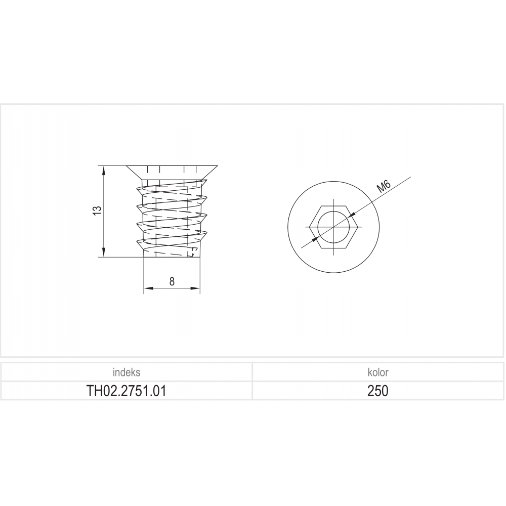 Holkki BP05 M6 x 13 mm