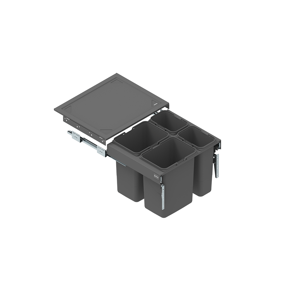 Drawer SEGREGO with containers for waste 600 mm L=480 mm GRAPHITE