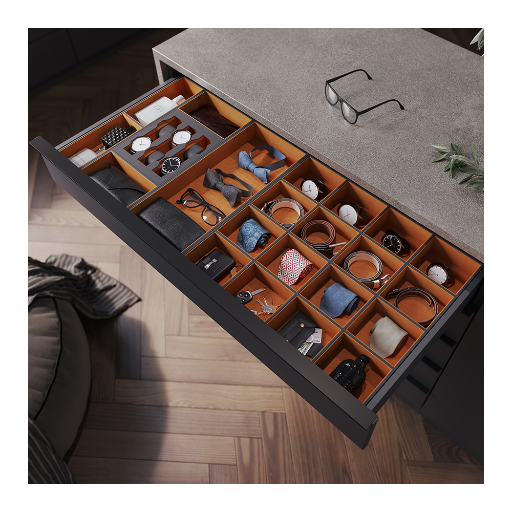 Insert for drawers wardrobe B1 for watches and bracelets Black/orange