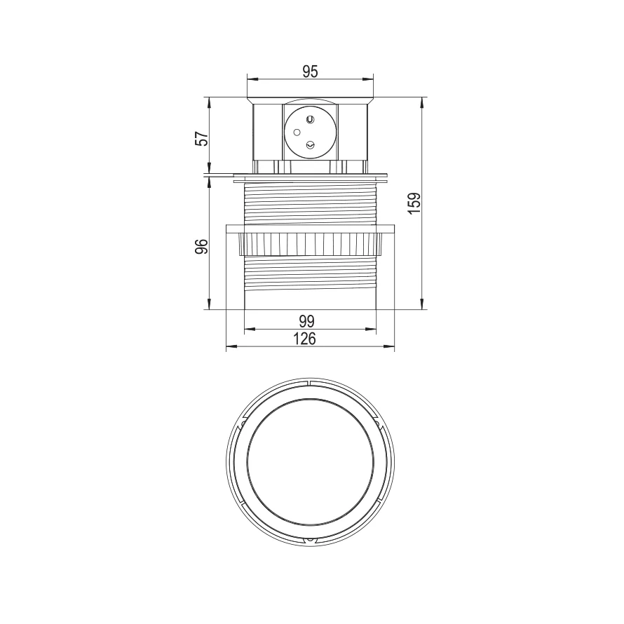 ELEKTRIMA RING Desk power strip inset round