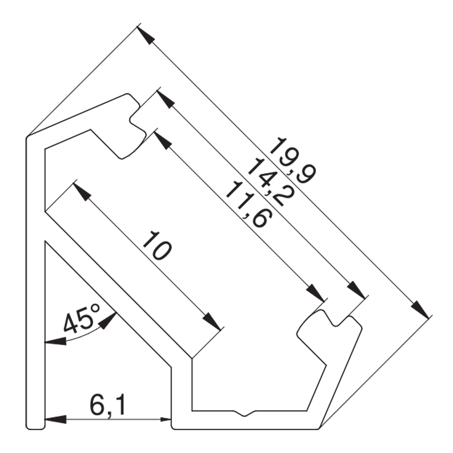 LUMINO LED profile overlay angle