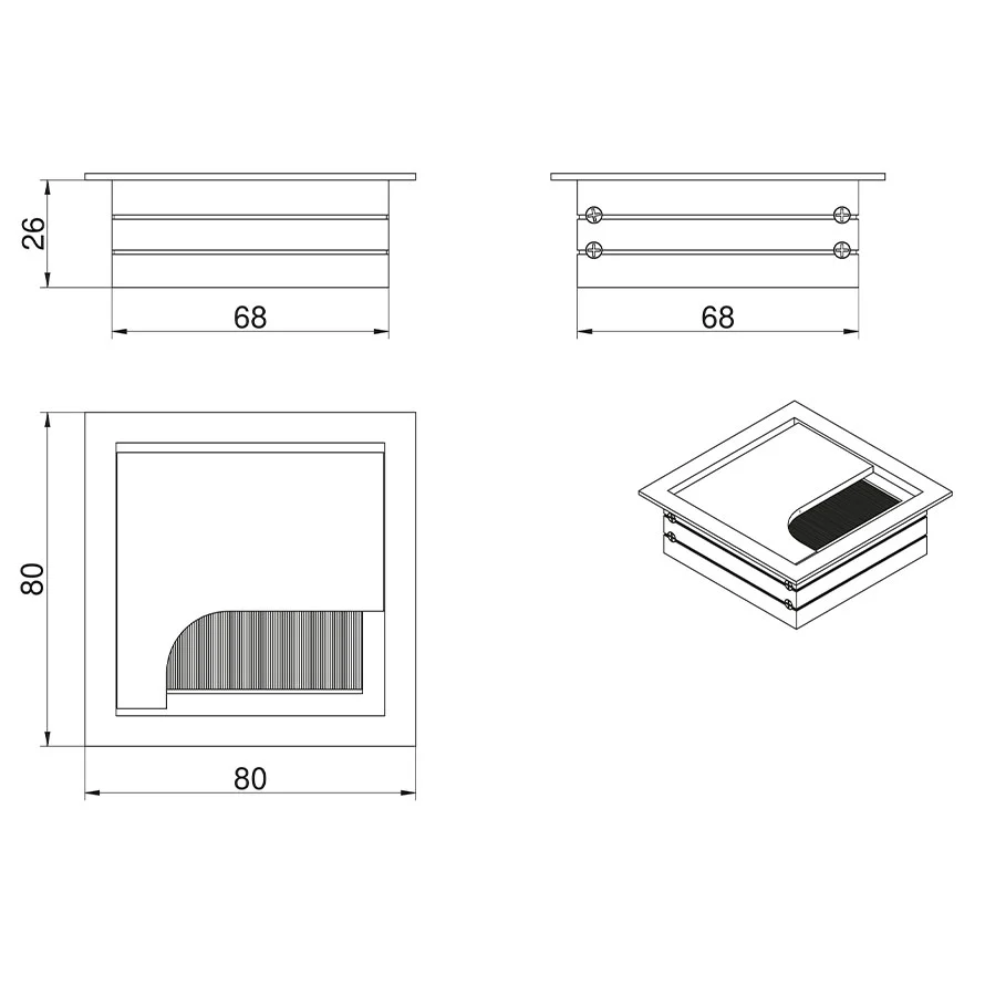 Cable grommet square DOCKER 80×80