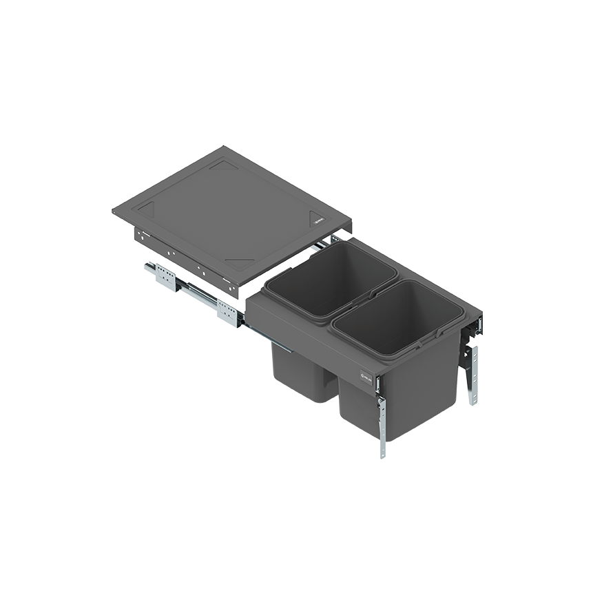 Drawer SEGREGO with containers for waste 450 mm L=480 mm GRAPHITE