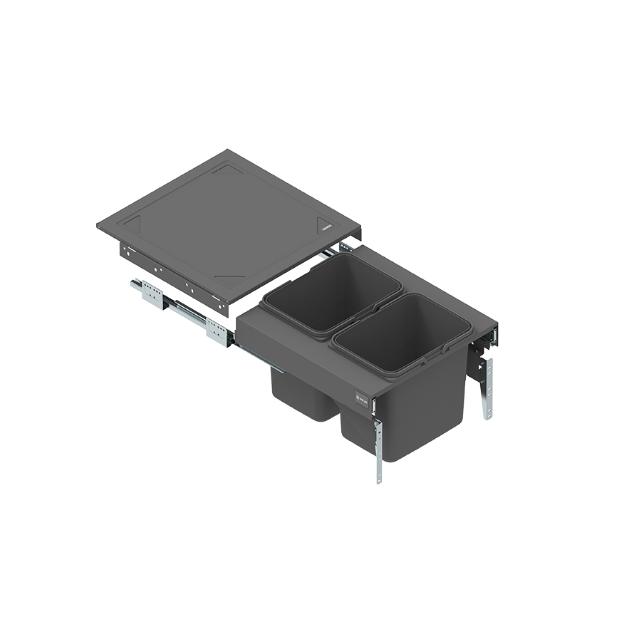 Drawer SEGREGO with containers for waste 500 mm L=480 mm GRAPHITE