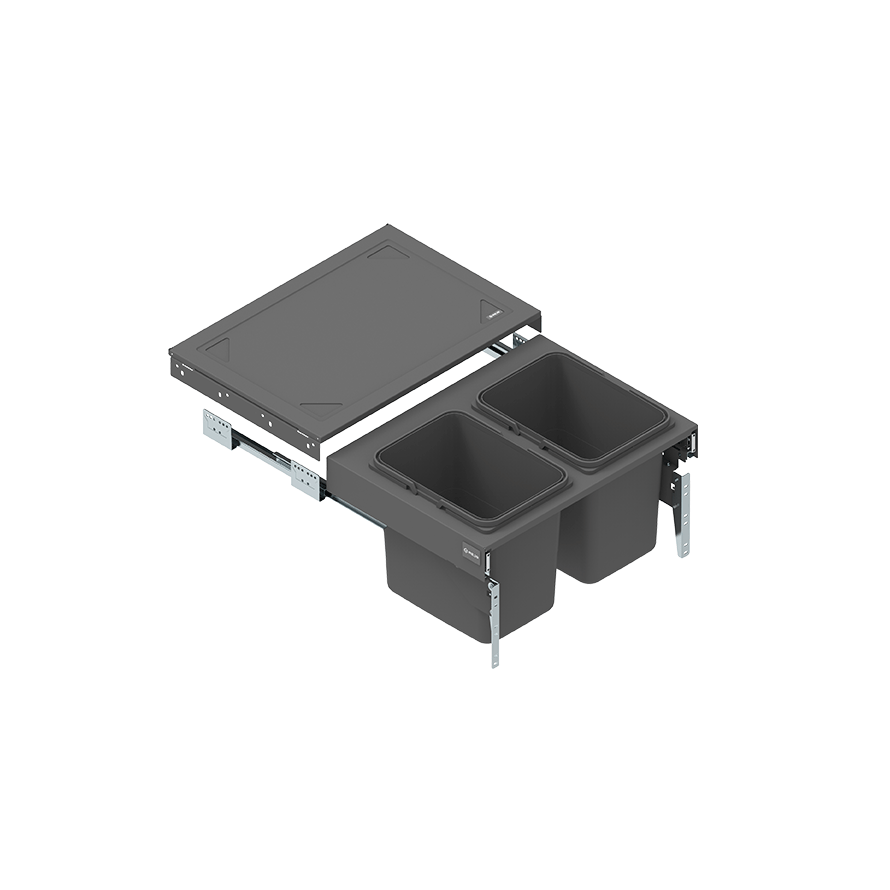 Drawer SEGREGO with containers for waste 600 mm L=400 mm GRAPHITE