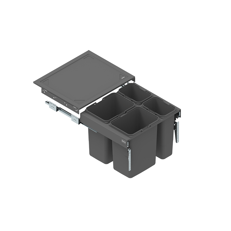 Drawer SEGREGO with containers for waste 600 mm L=480 mm GRAPHITE