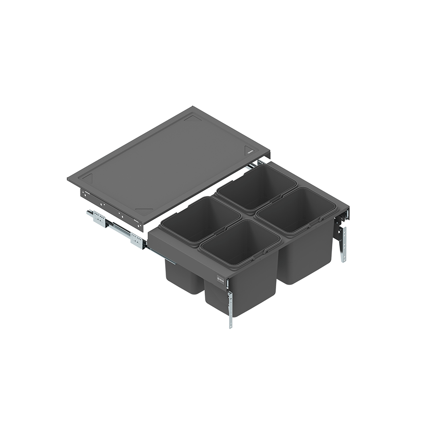 Drawer SEGREGO with containers for waste 800 mm L=480 mm GRAPHITE