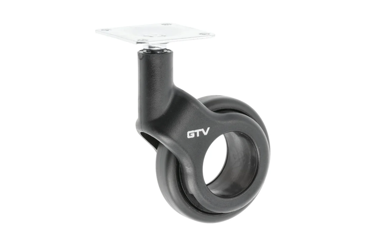 Мебельный ролик GTV STRADA, 60 мм (H 92,5 мм), пластик + сталь, чёрный